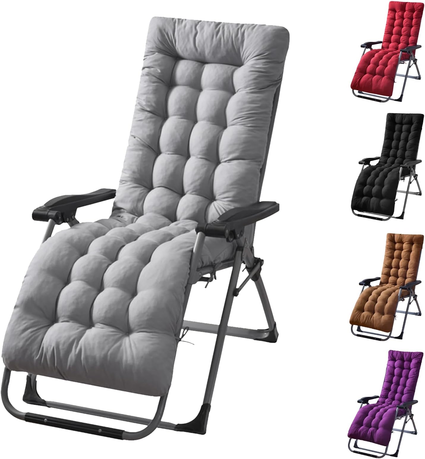 KOCASO Outdoor Lounge Chair Cushions - 67x22x4in Lounger Cushions for Indoor Outdoor Furniture，Comfortable & Breathable - Ideal for Chaise Recliner Sofa Mat Deck Chair Cushion，Grey