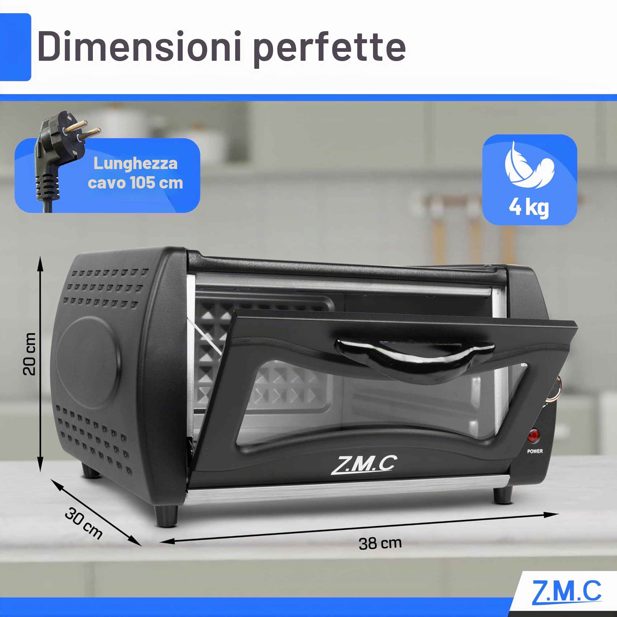 ZMC Mini Tandoor 2100W 22L - Forno per Lahmacun, Pizza, Naan e Pane Compatto, Potente, Riscaldamento Rapido, Ideale per Piatti Autentici.