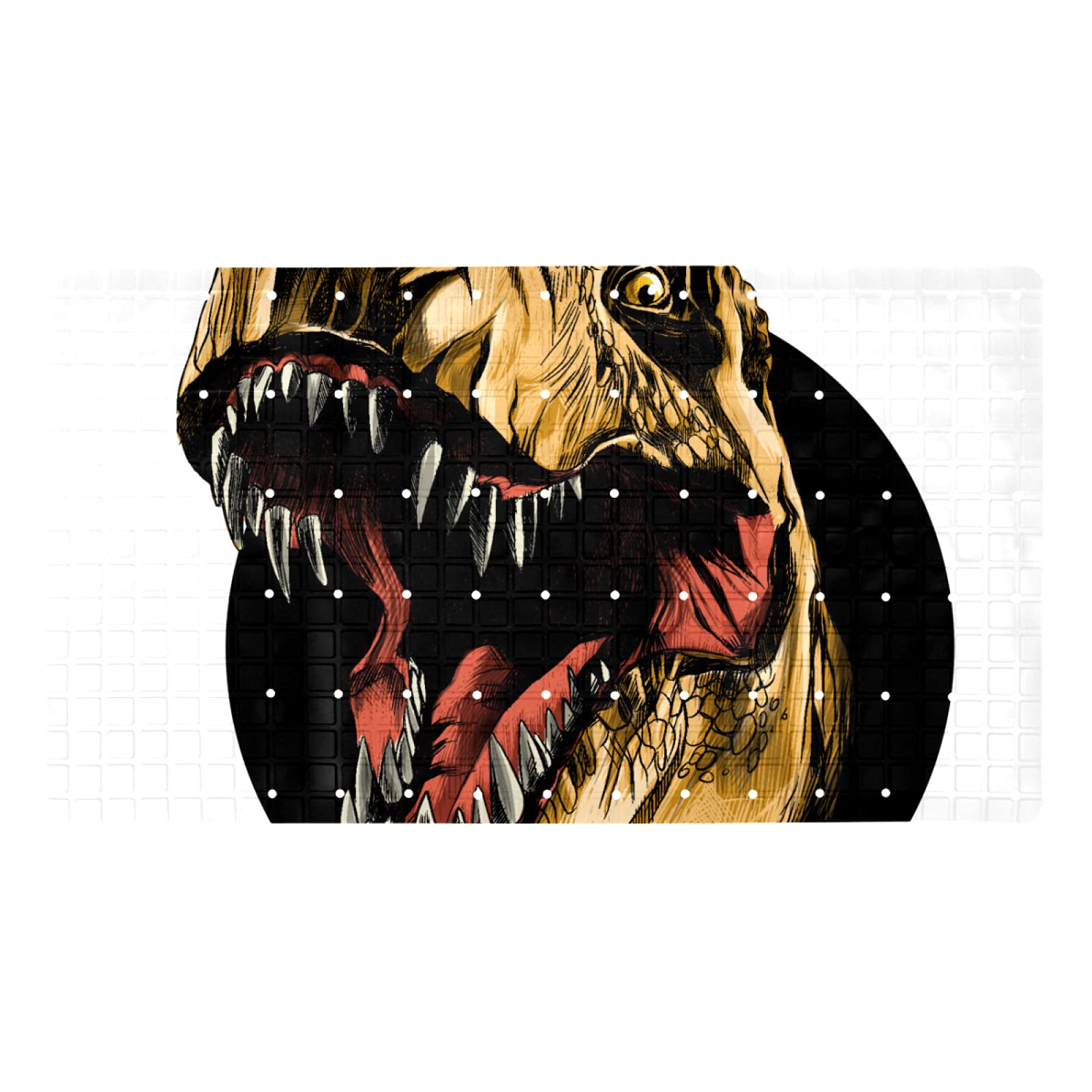 Tapis de bain antidérapant tête de dinosaure 71 x 40 cm avec ventouses de douche de salle de bain