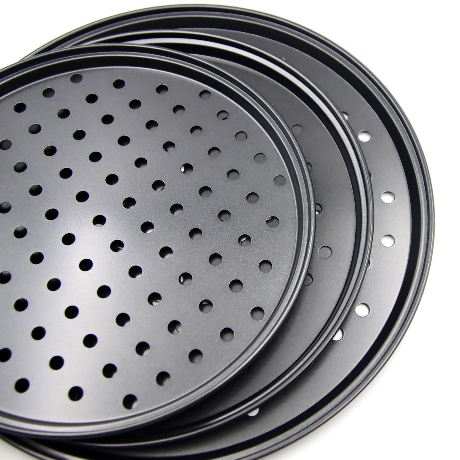 Handook Pizzablech für Ofen, Antihaft-Pizza-Pfanne, Karbonstahl, Pizza-Pfanne mit Löchern, Pizza-Backform für Backofen, Backzubehör, für Zuhause, Backen, Küche, Backofen, Restaurant (22,9 cm & 25,4 cm