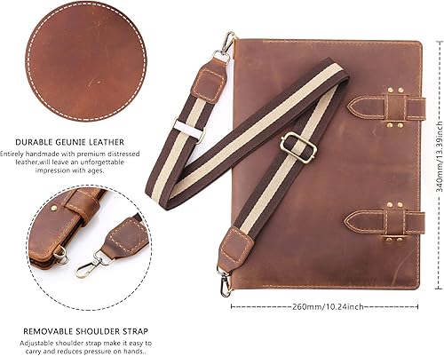 Miniatura 3 de Robrasim Handmade Leather Sketchbook Cover, Artist Sketch Pad Holder for 9"X12" Top Spiral Bound Sketchbook, Drawing Book Pencil Case, Journal