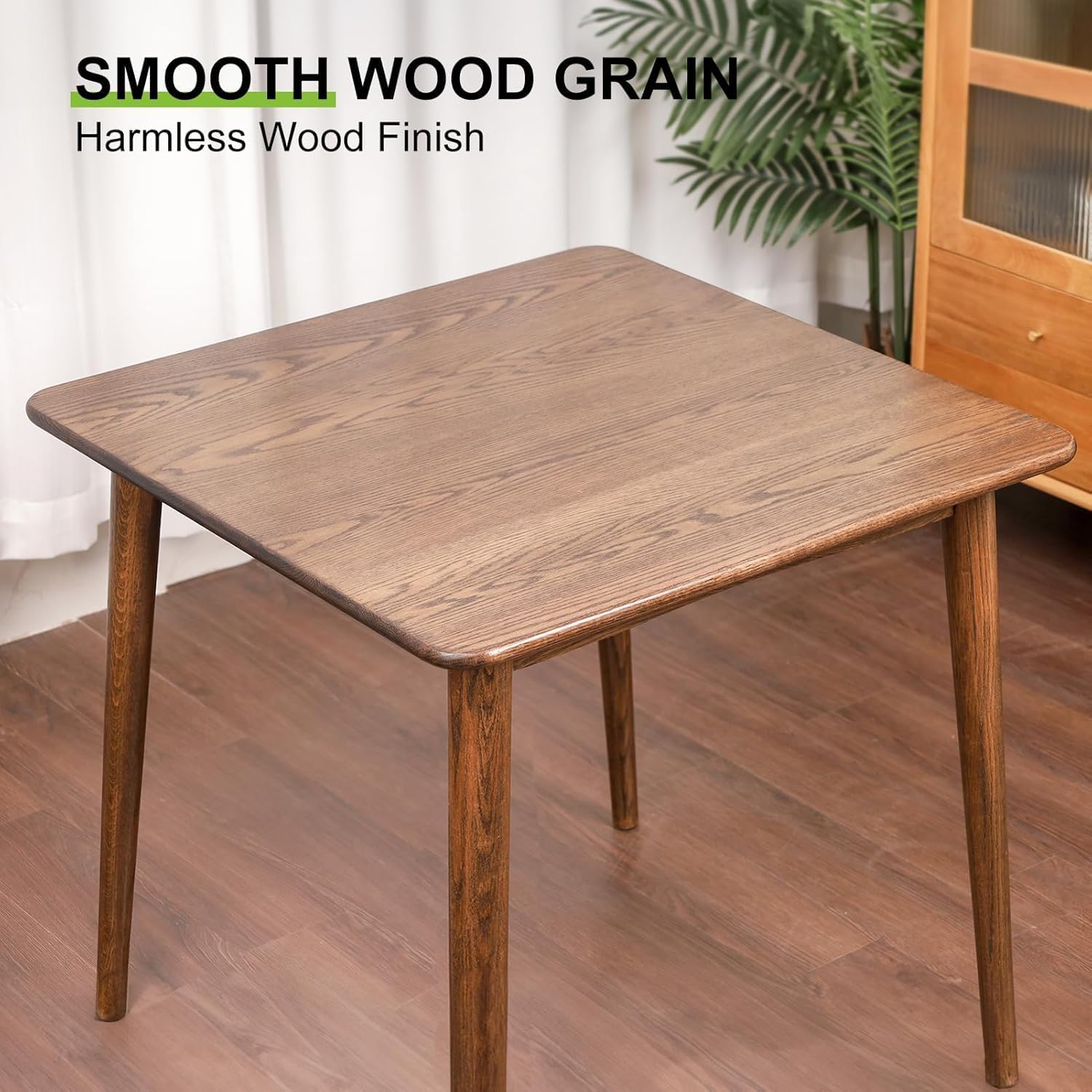 Square Dining Table 31.5“, Solid Wood Kitchen Table for Small Space, Mid-Century Modern Wooden Kitchen Dining Table, 31.5" L x 31.5" W x 29.5" H, Walnut