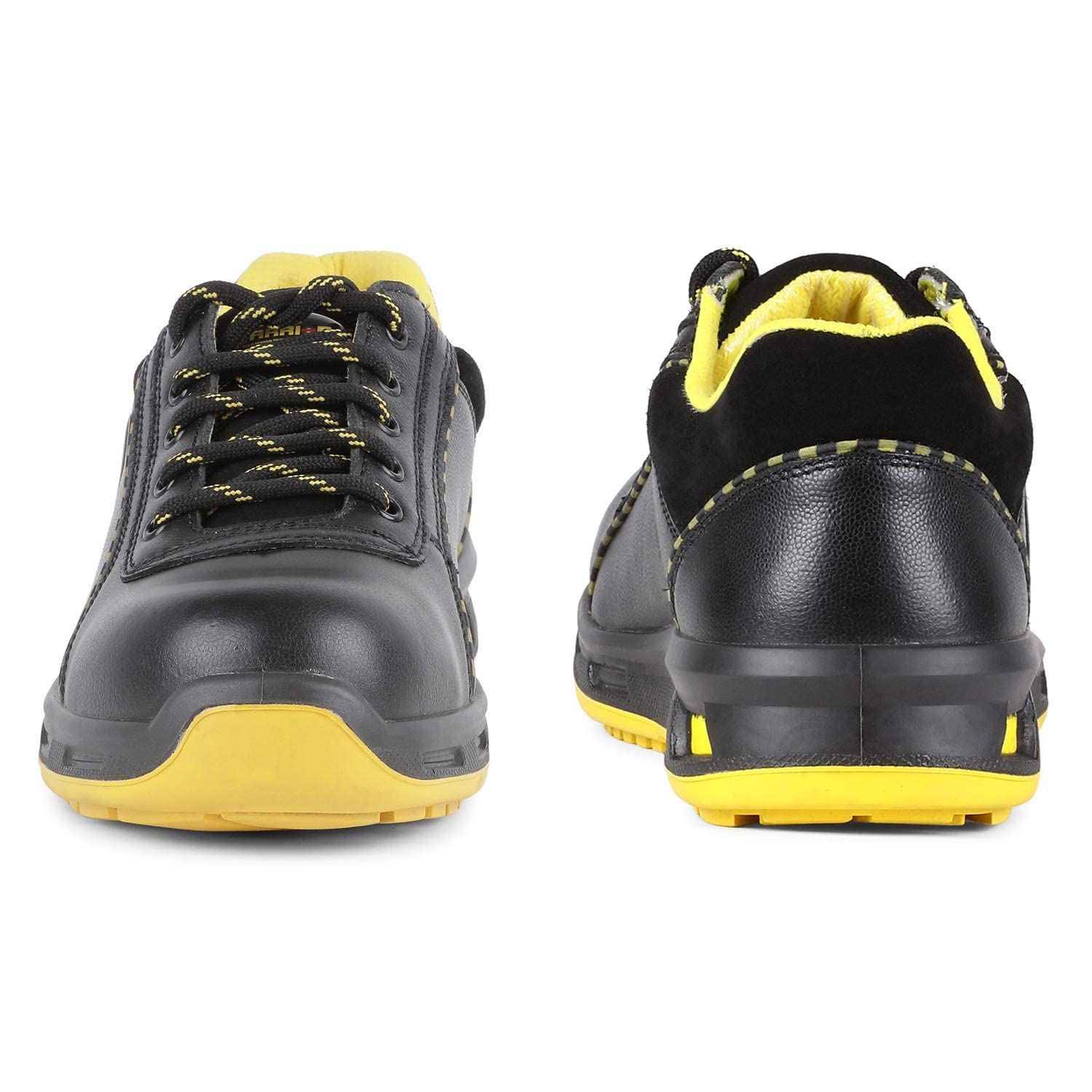 Liberty Warrior Envy Earth Popcorn Safety Shoes for Man Light weight | Steel Toe | Antislip & Water Resistant | Antistatic & Abrasion Resistance | Yellow | Size 7 UK 4