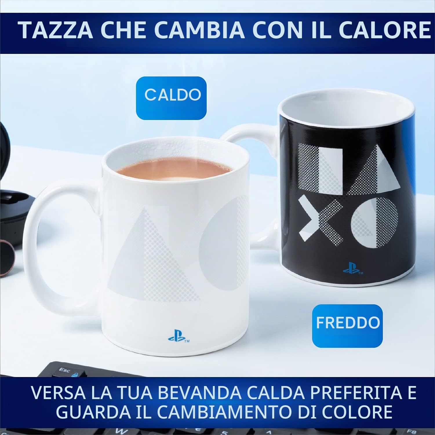 Paladone Tazza termosensibile, cambia colore, motivo: Playstation (PS5)
