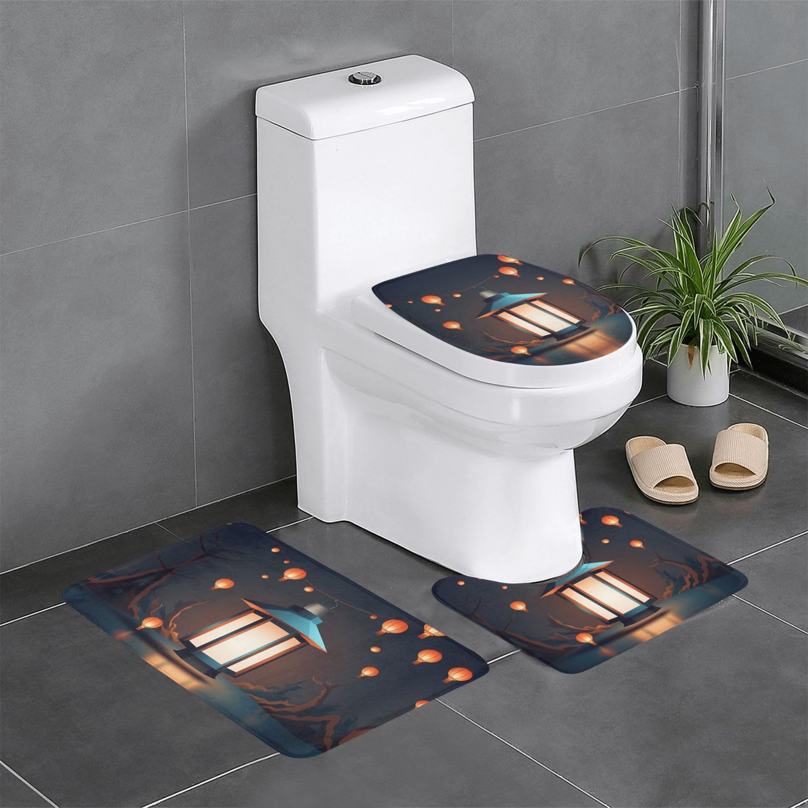 Tapis de salle de bain antidérapants au design de lanterne raffiné pour coiffeuse