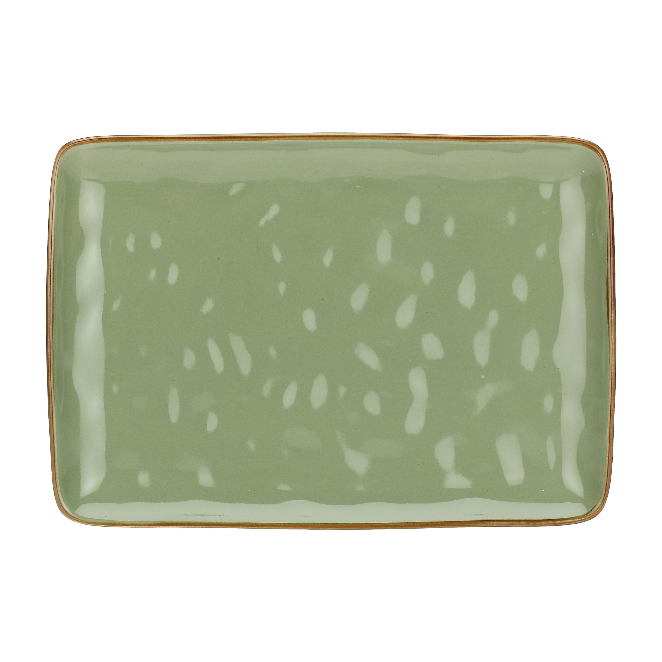 Plateau de service Concerto Rose & Tulipani vert olive art de la table