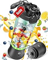 Vista 1 de Licuadora portátil, mini licuadora personal de 20 onzas para batidos y batidos, pequeña licuadora de 240 W recargable por USB con 6 cuchillas y tapa