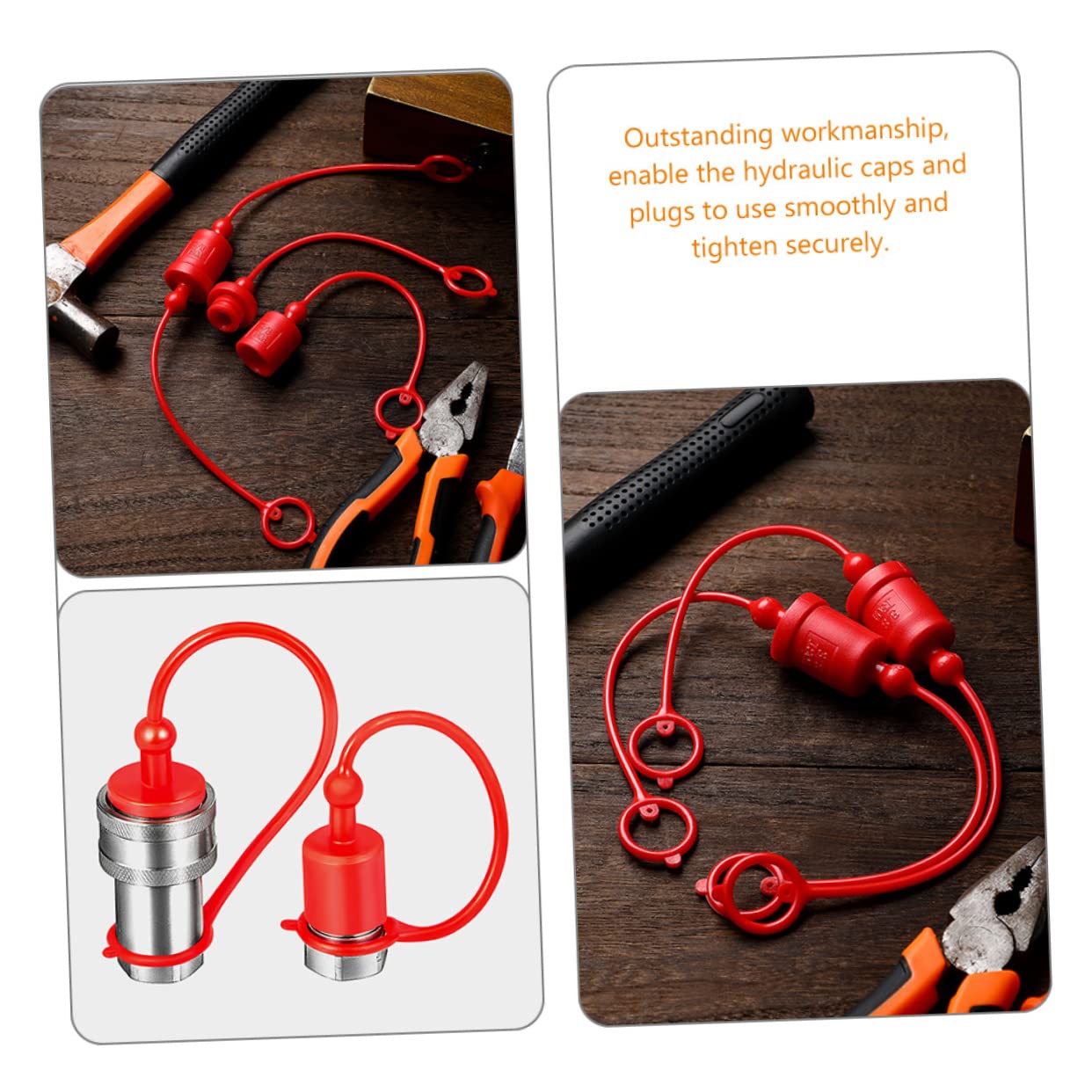 METERXITY Hydraulic Coupler Dust Caps & Plugs - PVC Yellow Covers For 1/2" ISO A/B Quick Connects, 2 Sets