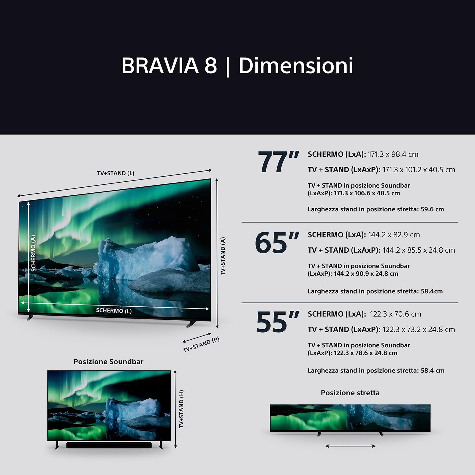 Sony BRAVIA 8 OLED 55 Pollici 4K HDR Google Smart TV | Gaming Menu per PlayStation 5, IMAX Enhanced, Dolby Vision Atmos, Chromecast, AirPlay, 120Hz 55XR80