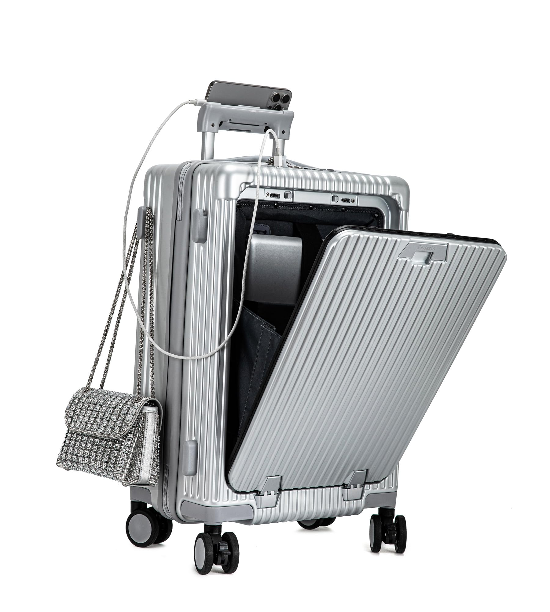 feilario Hardside Carry On Luggage, Zipper Closure, TSA Lock, USB Port