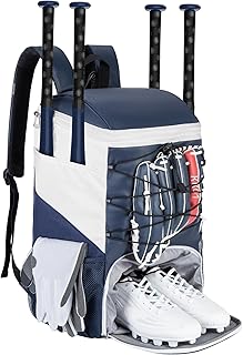 Bolsa de béisbol para jóvenes, color azul marino con gancho para valla, bolsa ligera para receptores de sóftbol para niñas, mochila para equipo de bate, mochila para niños, hombres y niños de 12 a 16