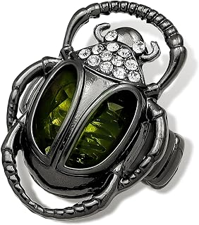 RechicGu 3 Colors Egyptian Scarab Beetle Ring Vintage Costume Jewelry with Crystal Green Rhinestone,Funky Stretch Rings for Women,Art Deco Moth Ring,Cleopatra Costume Accessory