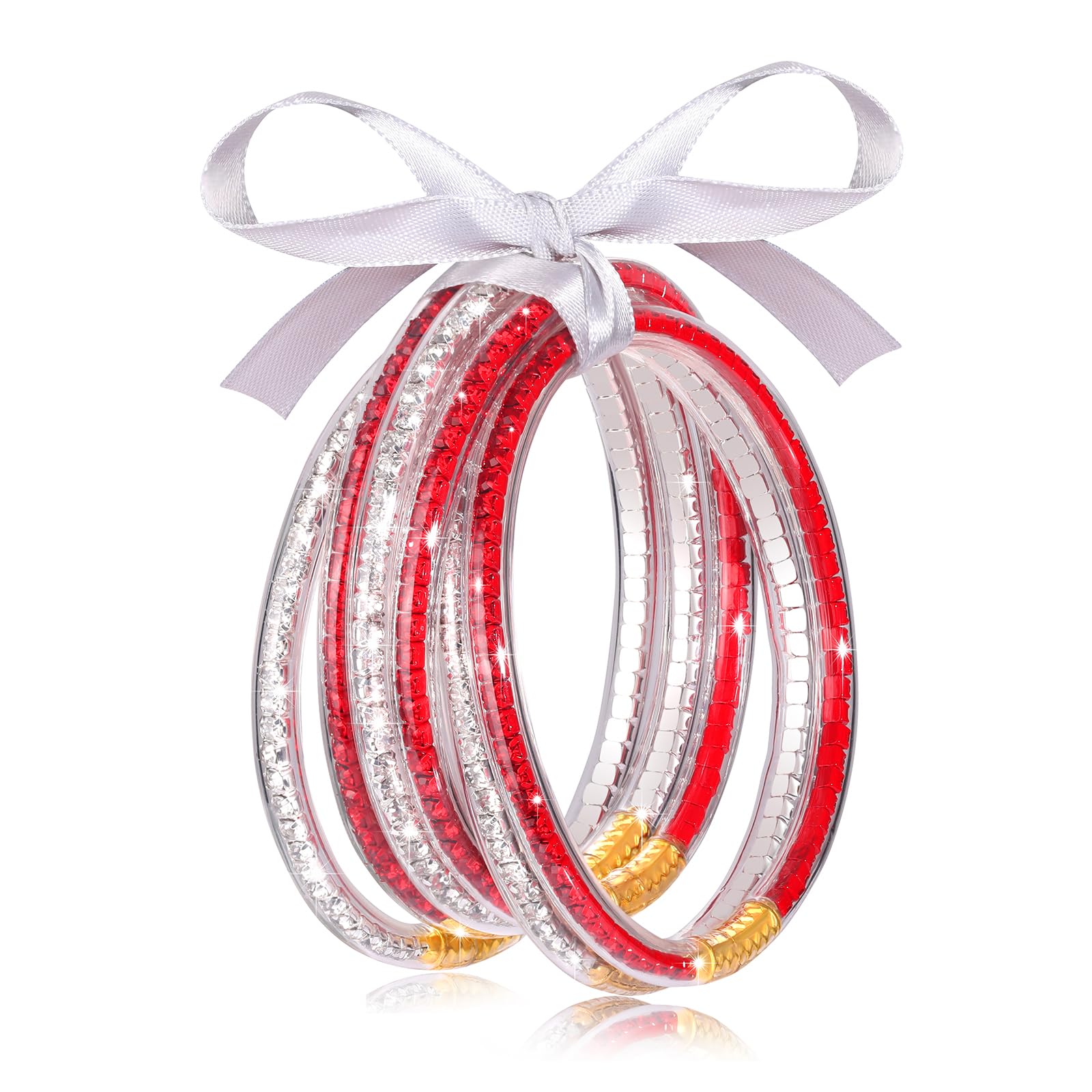 FAERLIIRY Crystal Jelly Bangles Bracelets Game Day Bracelets for Women Bamboo Filled Jelly Rhinestone Silicone Bracelet Stacking Football Bracelets