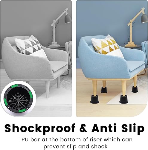 Miniatura 7 de MYMULIKE Elevadores de cama apilables de 2 o 3 pulgadas, elevadores de cama resistentes de 6000 libras, paquete de 4 elevadores de muebles