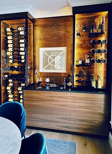 Miniatura 5 de VintageView Estante de metal para vino montado en la pared de la serie W (2 botellas, níquel cepillado)