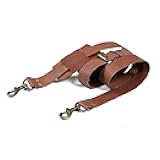 VINTAGE COUTURE Leather Adjustable Padded Replacement Shoulder Strap with Metal Swivel Hooks for Messenger, Laptop, Camera, Duffle Bags & More