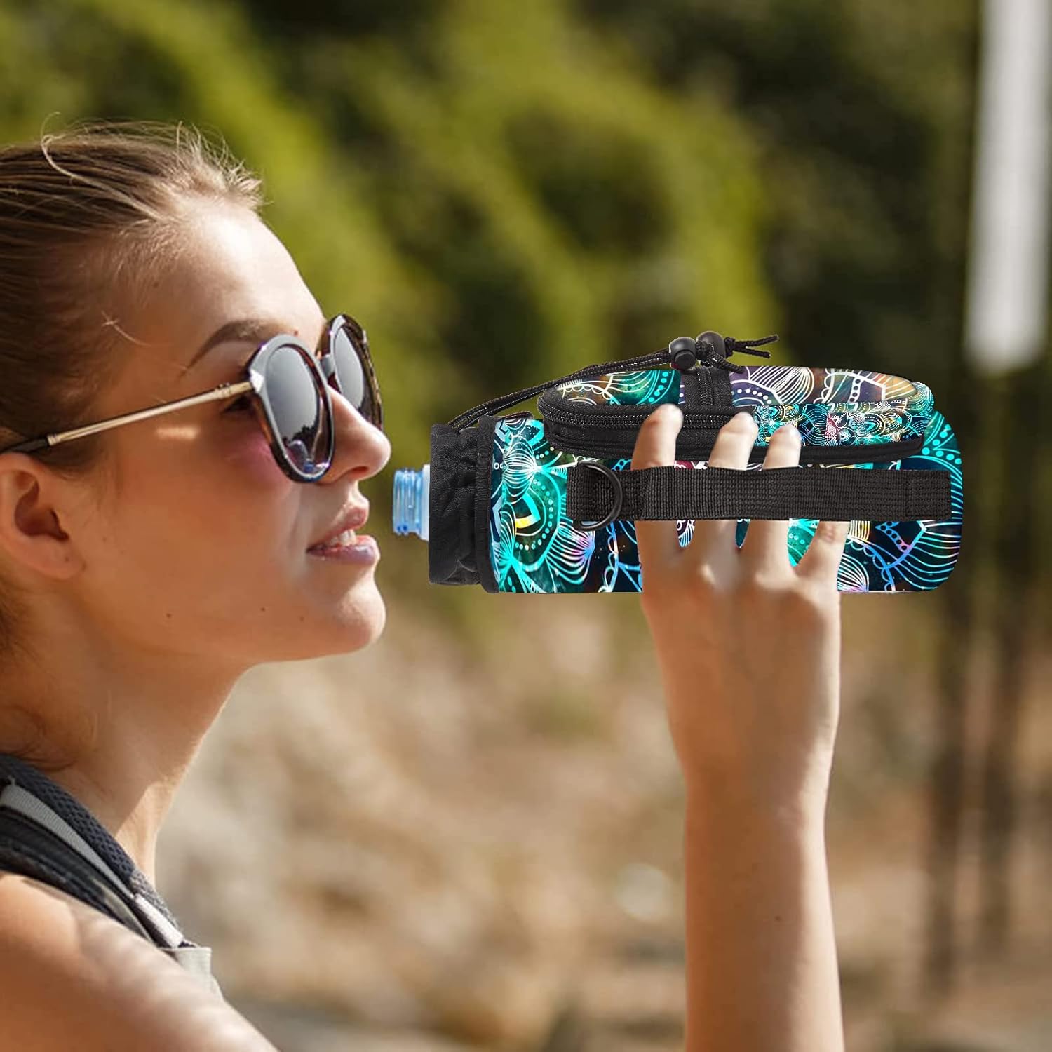 icolor Water Bottle Carrier Bag with Strap 25/32/40 oz Crossbody Bottle Holder with Phone Pocket Sling Sleeve Insulated Neoprene Water Bottle Pouch for Walking Travelling - Image 7