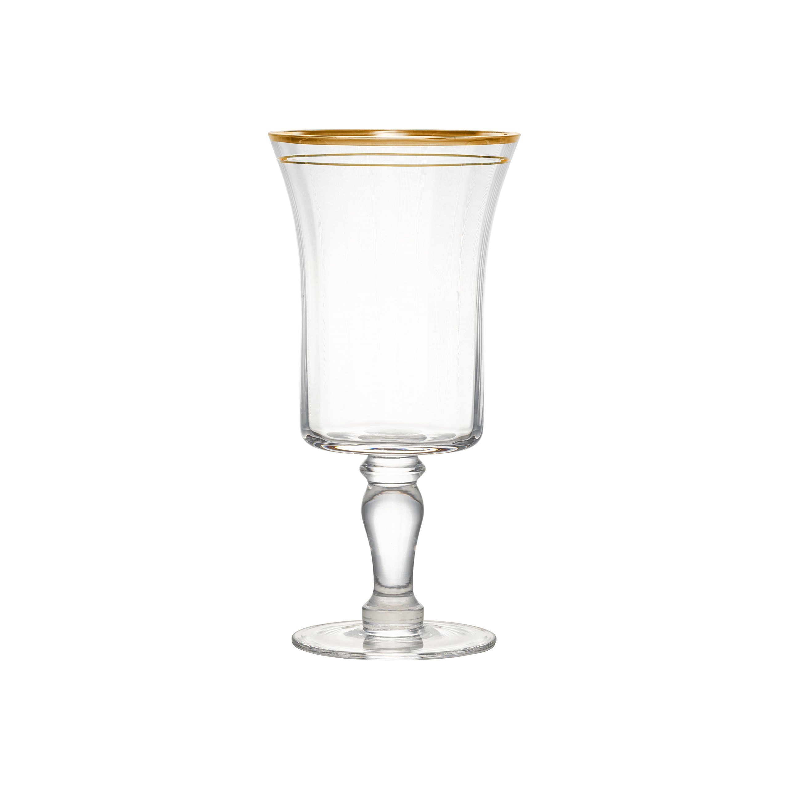 10 Strawberry Street Water Goblet / 14 oz / Gold Rim Goblets & Chalices