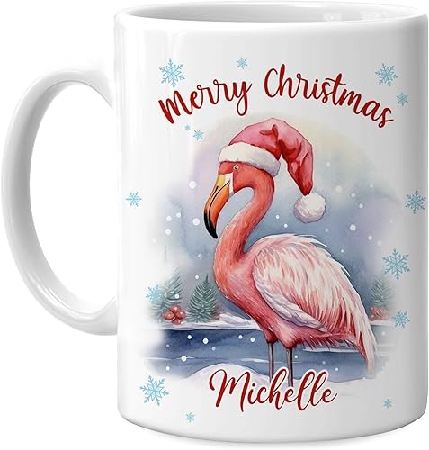 Vista 12 de Hyturtle Regalos personalizados para amantes de las ardillas, con sombrero de Papá Noel, taza de café de cerámica con nombre personalizado, taza