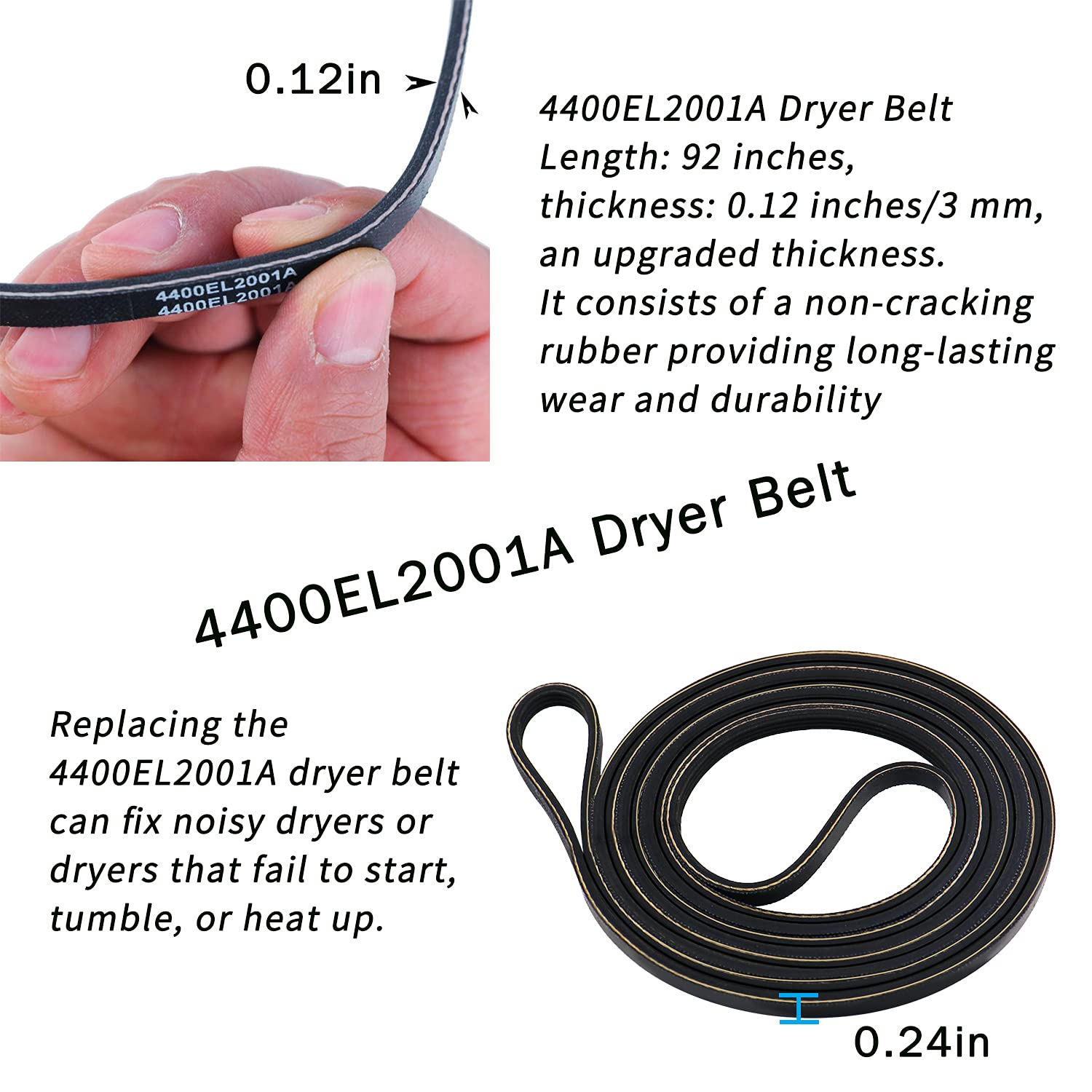 Upgraded Dryer Repair Kit Dryer Roller Kit for LG Kenmore Dryers Includes 4581EL2002C Dryer Drum Roller Assembly 4400EL2001A Dryer Belt and 4561EL3002A Dryer Idler Pulley, Pictures 6, 7 are Fit Models - Image 5