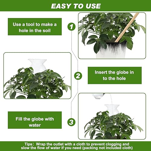 Miniatura 4 de Lallisa 6 globos de riego de plantas, bombillas de vidrio transparente soplado a mano con riego automático para plantas, dispositivo de riego