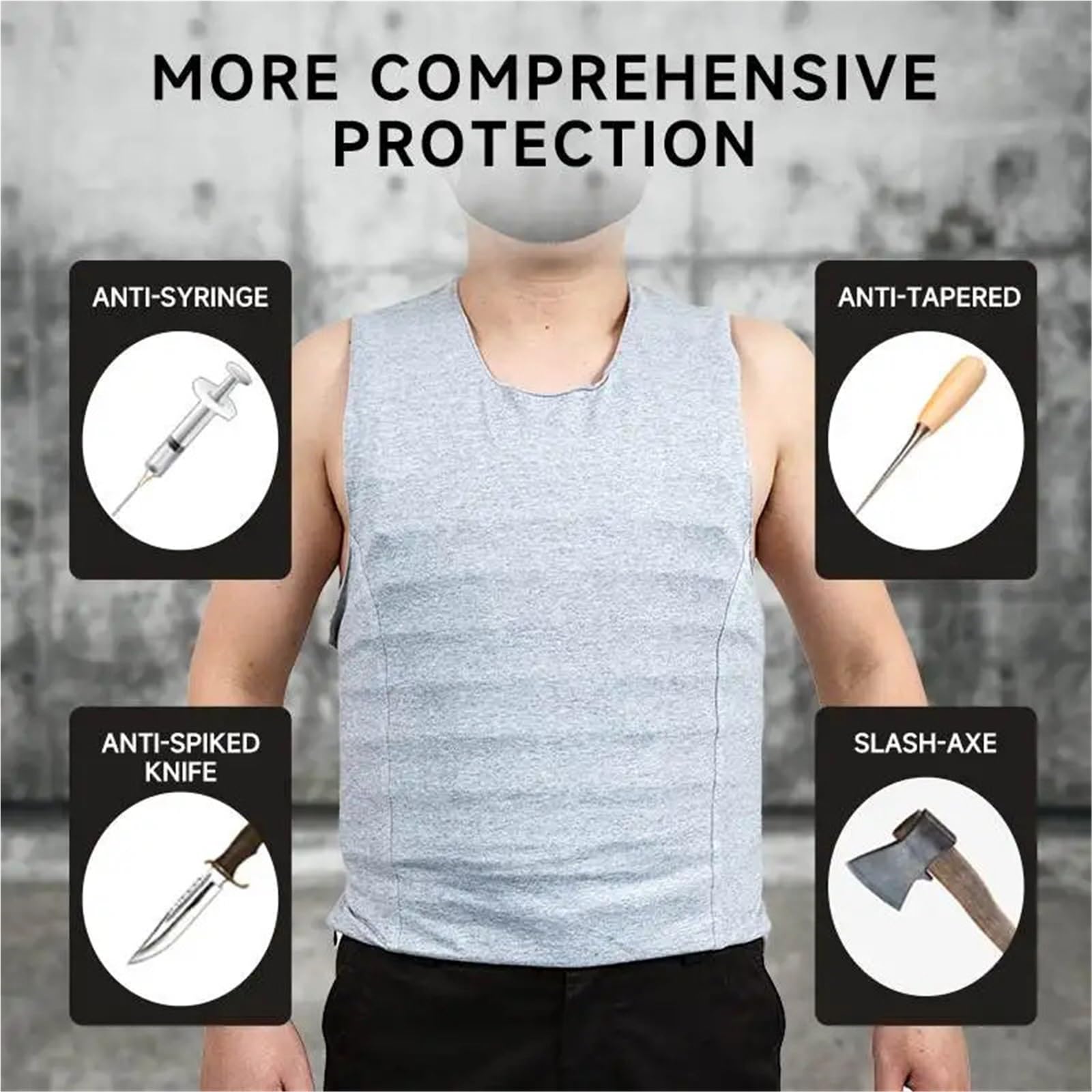 Guantes Anticortes, Chaleco antibalas rígido, chaleco anticorte, chaleco interior protector flexible de alta resistencia a prueba de puñaladas profesional(2XL185-190cm/100-110kg)