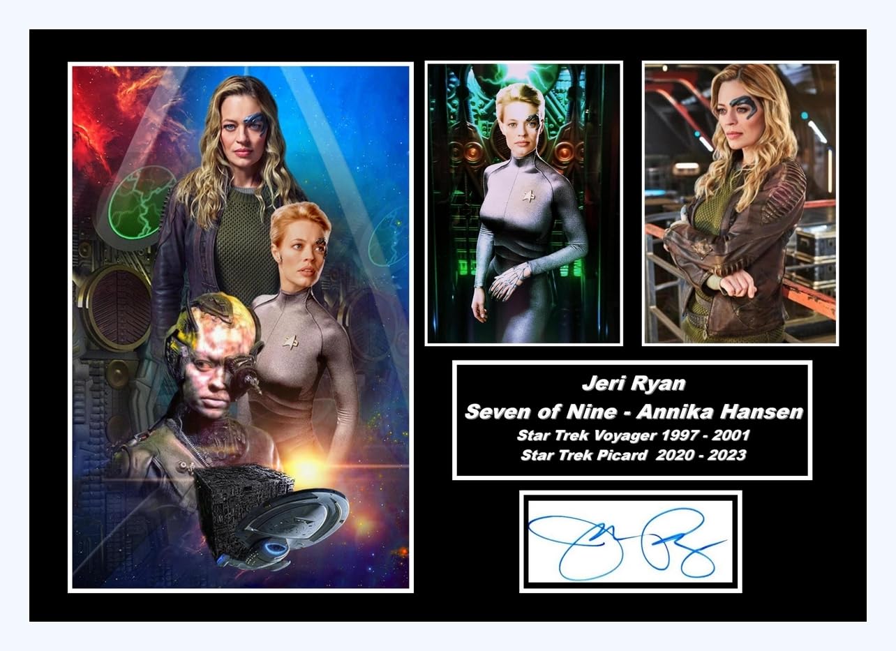 Signed By The Stars Multi Stunning Quality Jeri Ryan, Seven Of Nine, Voyager, Picard, Star Trek Signed/Autographed Print. (A4 Print 29.7Cm X 21Cm)
