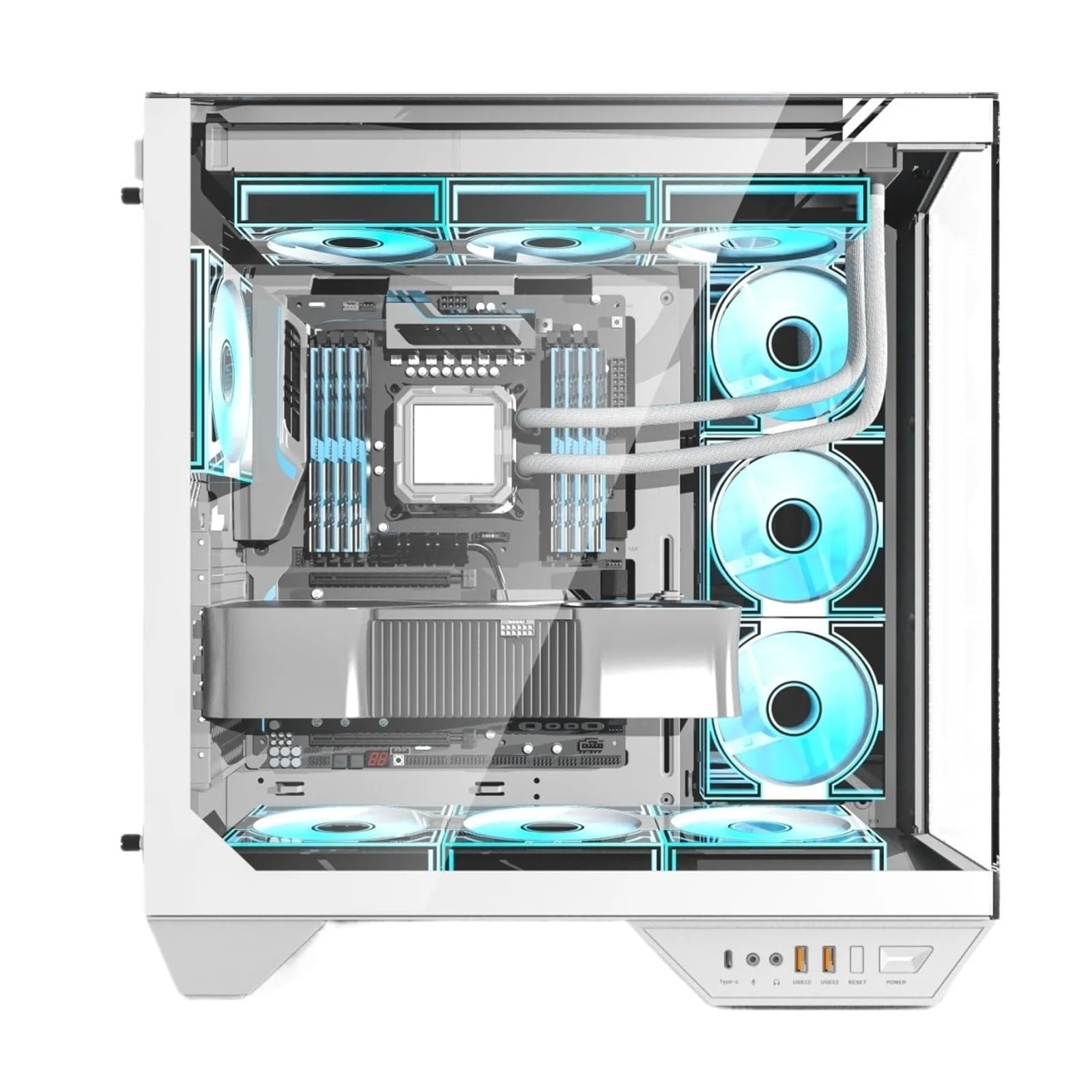 DY470 PC obudowa ATX gamingowy komputer stacjonarny z 4 wentylatorami ARGB Sp Dual 360 chłodzenie wodą szkło hartowane PC szafka dla graczy