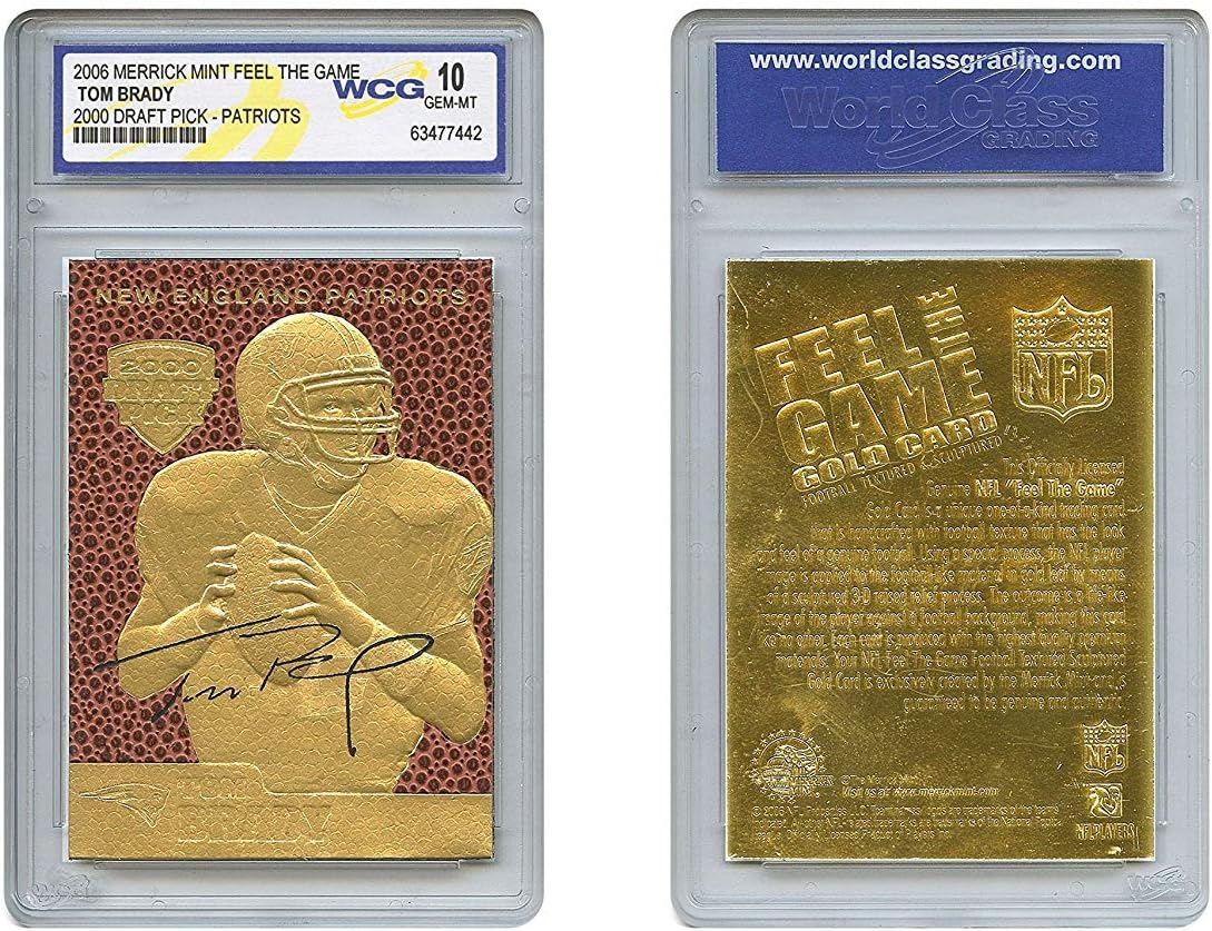 TOM BRADY 2000 Draft Pick FEEL THE GAME Gold Card Rookie - Graded GEM MINT 10