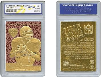 TOM BRADY 2000 Draft Pick FEEL THE GAME Gold Card Rookie - Grade Gemstone Mint 10
