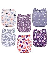 Vista 21 de ALVABABY Pañales de tela para bebé, talla única, ajustable, lavable, reutilizable para bebés y niños, paquete de 6 con 12 inserciones 6BM101