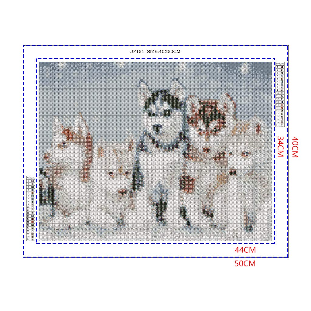 (40 x 50 cm)DIY Square Diamond Painting Full Drill kit Fai Da Te 5D con Diamantini Quadrati Famiglia Husky Ricamo Punto Croce Mosaico con i Numeri di Cristallo per Decorazione della Casa