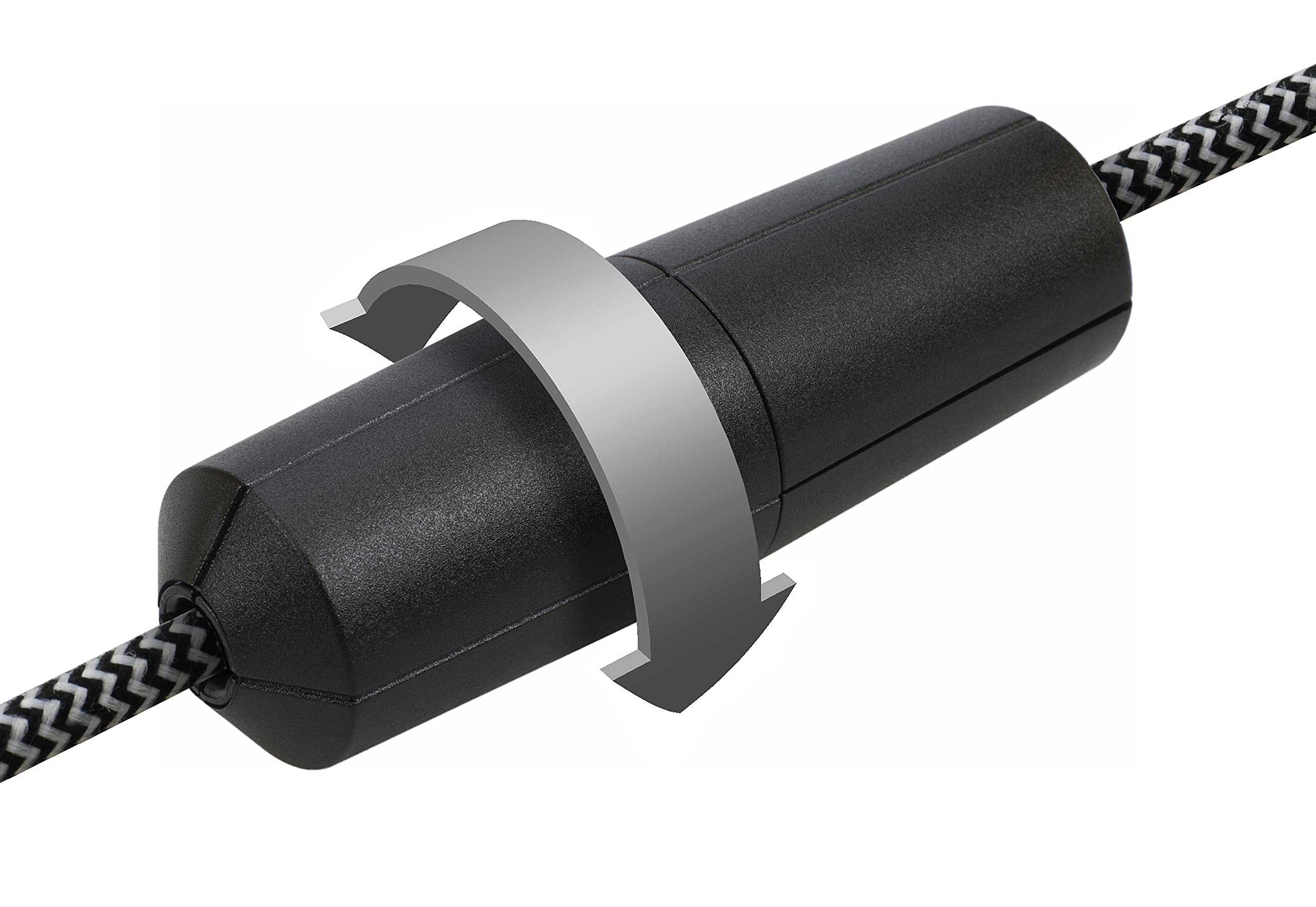 EHMANN 2820x0898 Schnurdimmer Combo, bestehend aus Eurostecker Zuleitung, Dimmer T28.08 und E27 Fassung, inkl. Textilkabel weiß/schwarz