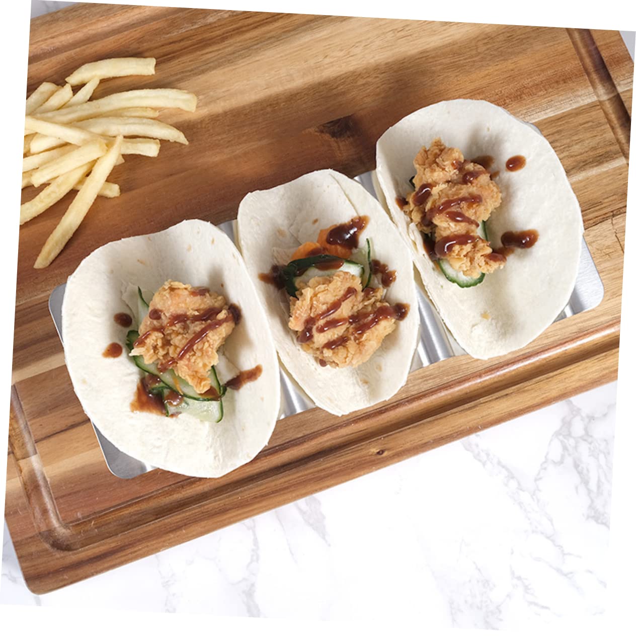 OFFSCH Stainless Steel Taco Holder Stand Design Compact Taco Rack for Taco Holder for Kitchen Essentials and Parties Holds Multiple Tacos Securely