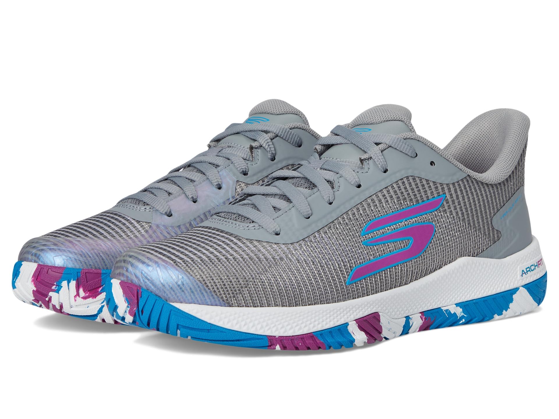 Skechers Women's Skechers Viper Court Pro 2.0 Pickleball-Shoes, Gray Synthetic/Textile/Multi Trim, 4.5 UK