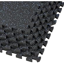 Xspec 1/2" Thick 48 sq ft 12 Tiles Interlocking Rubber Top EVA Foam Exercise Mat | Home Gym Mats Workout Flooring Tiles for Gyms, Fitness Rooms | Durable Grip Protective Flooring, Black/Blue