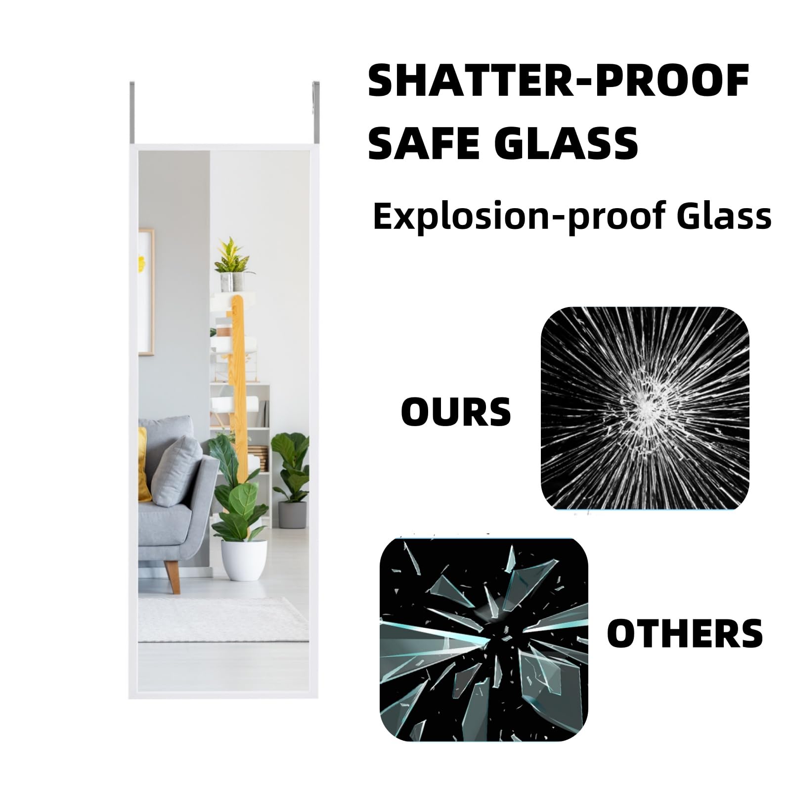 LIFEZEAL Lange wandspiegel, ingangsspiegel zonder distel, rechthoekig, 160 x 40 cm voor woonkamer, slaapkamer, badkamer, modern en elegant (zwart