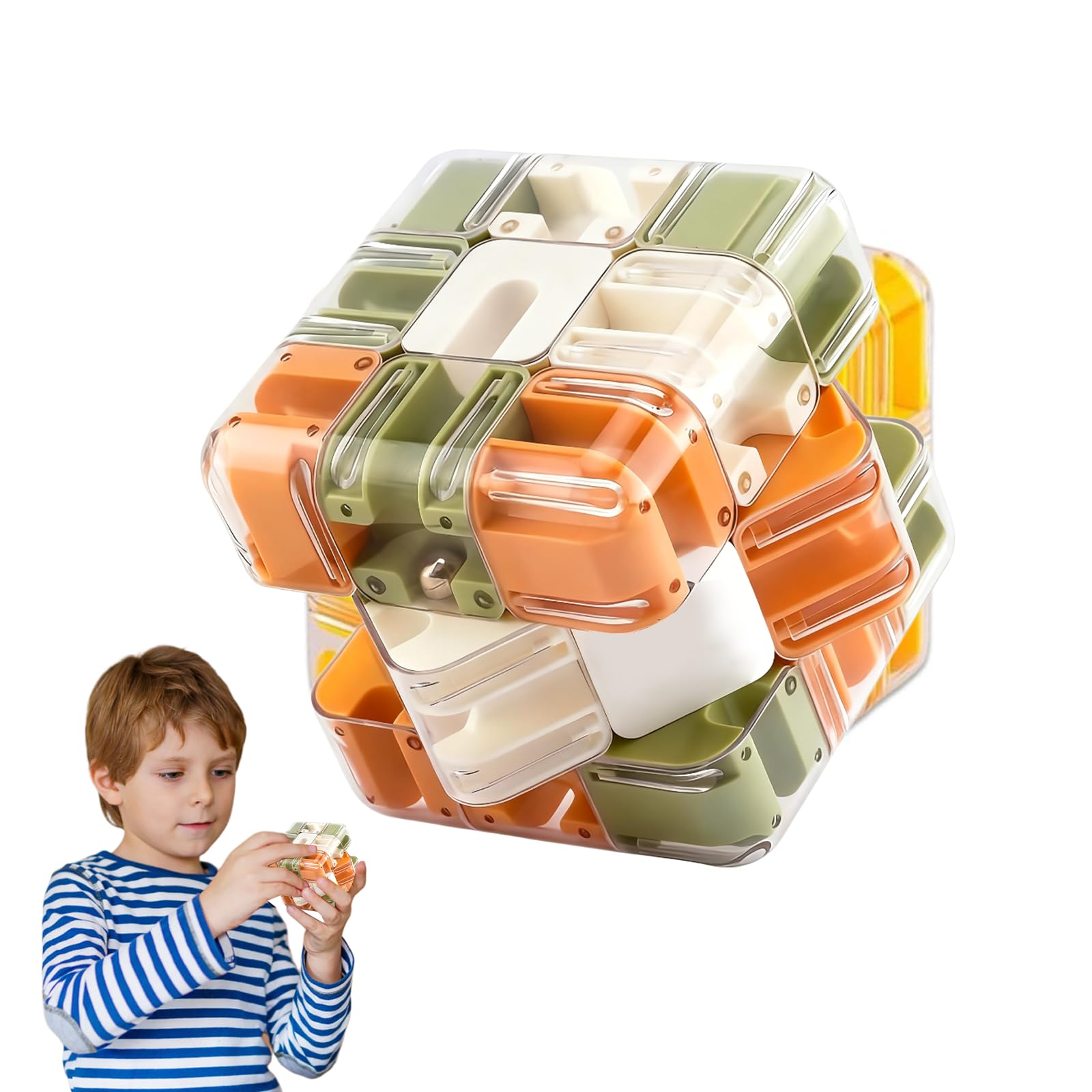 Laberinto 3D En Cubo Grande - Rompecabezas De Habilidad Con Canica - Juguete Para Entrenar La Mente - Diseño Con Carcasa Transparente