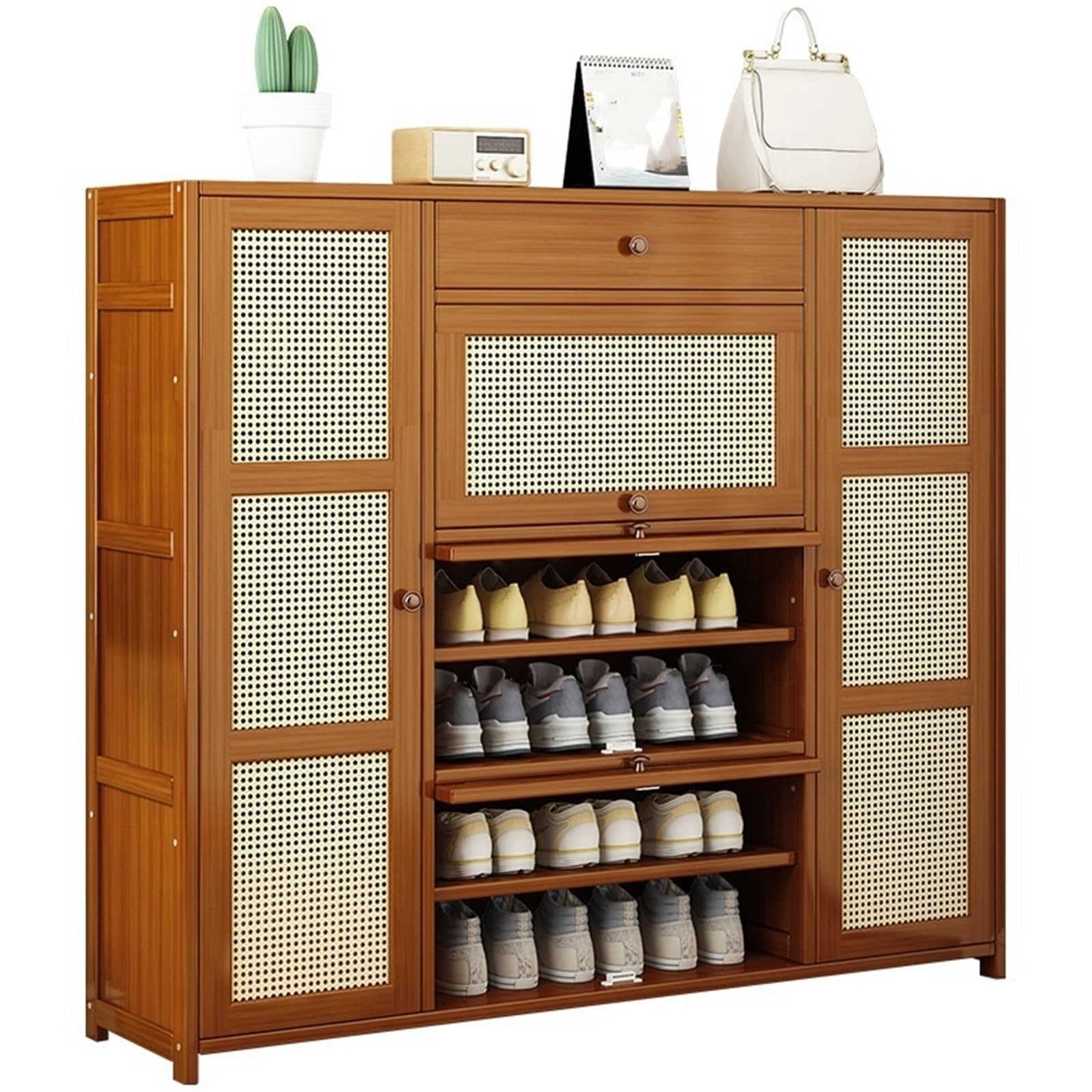 IvyLoutish Shoe Cabinet with Flip The Door and Drawers Shoes Organizer for Entryway Tall Shoe Rack Freestanding Shoe Rack for Hallway Bedroom Living Room,Freestanding Organizer
