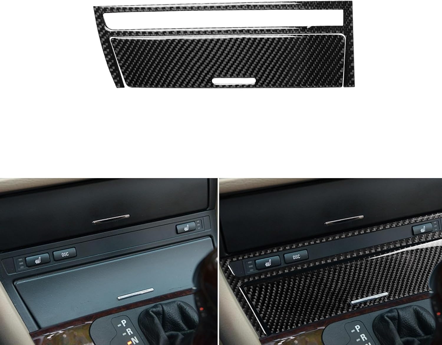Carbon Fiber Car Cigarette Lighter Panel Cover Frame Sticker Compatible with BMW 3 Series E46 1998-2006/1998 1999 2000 2001 2002 2003 2004 2005 2006 Decorative Accessories