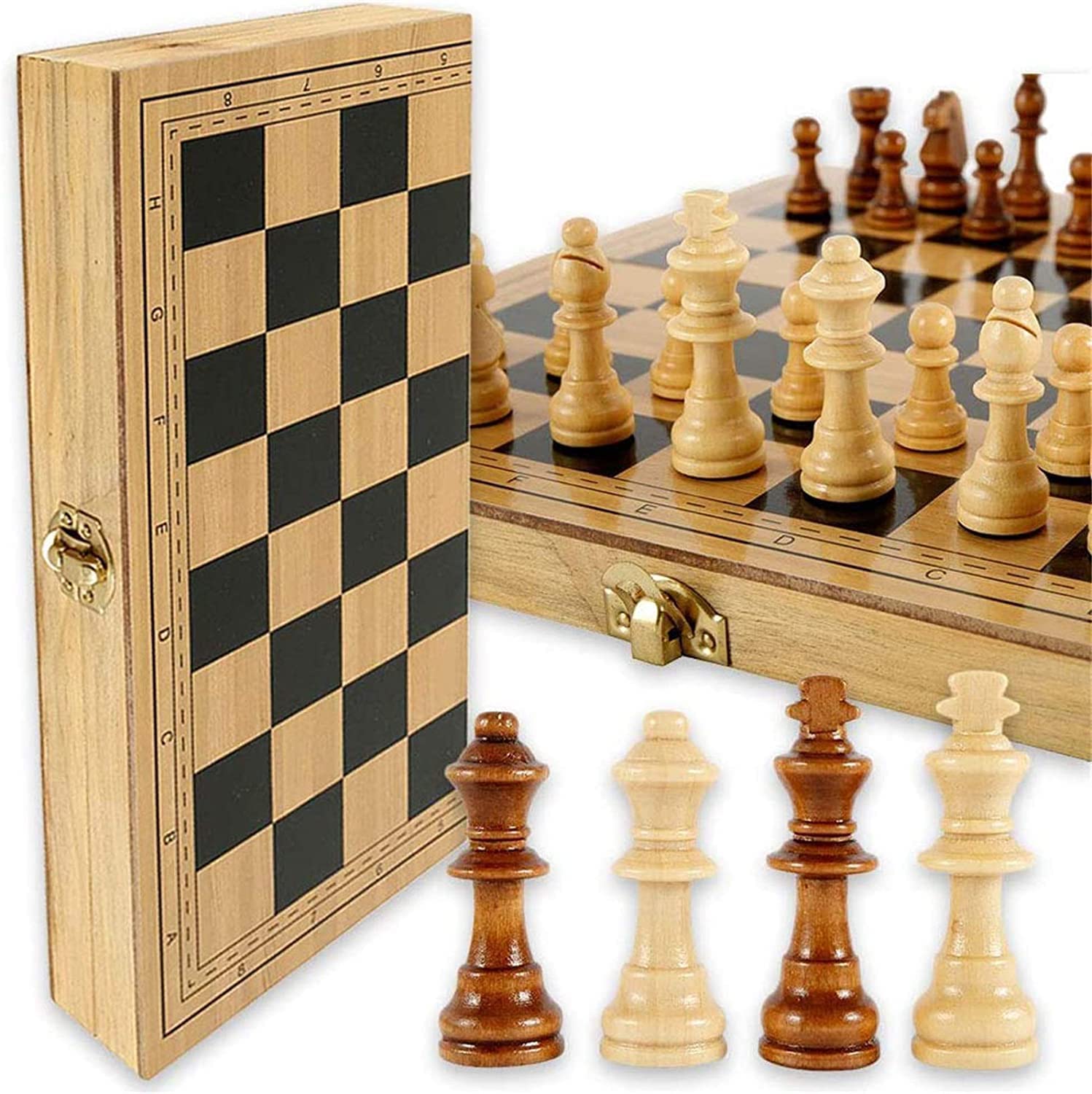 Dorimon Wooden Foldable Chess Board Game Set | Non-Magnetic | Inddor, Outdoor and travelling game| best Brain Exercise for all ages (10)