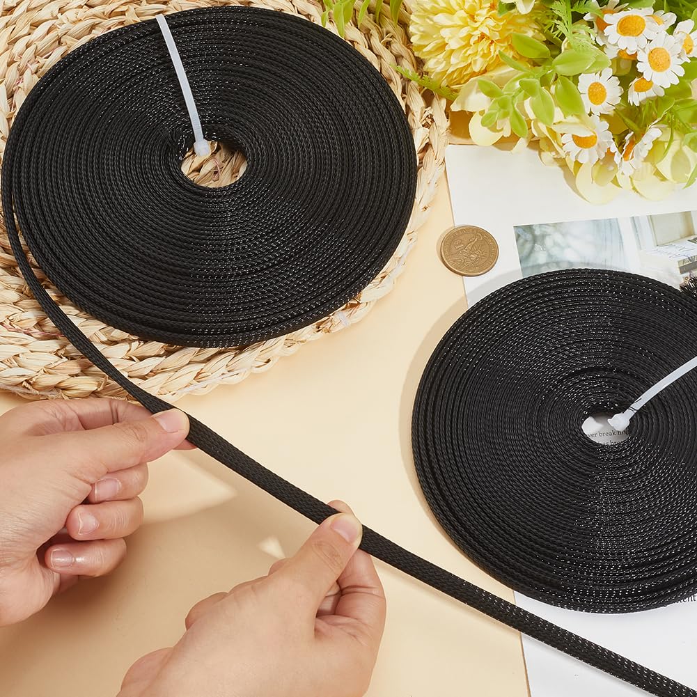CALFOVERA 20m 2 Sizes PE Cable Protectors Expandable Braided Sleeving Tubing Flexible Wire Mesh Sleeve Loom Black Wiring Harness Cord Wrap Cover - Image 3
