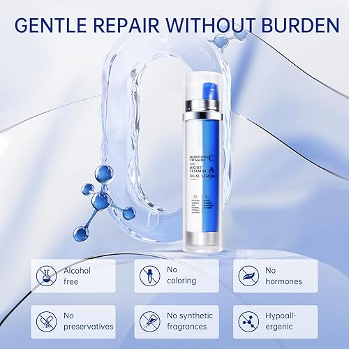 Miniatura 6 de Suero facial 2 en 1, vitamina C y suero facial de retinol, juego de cuidado de la piel antienvejecimiento con ácido hialurónico, niacinamida y