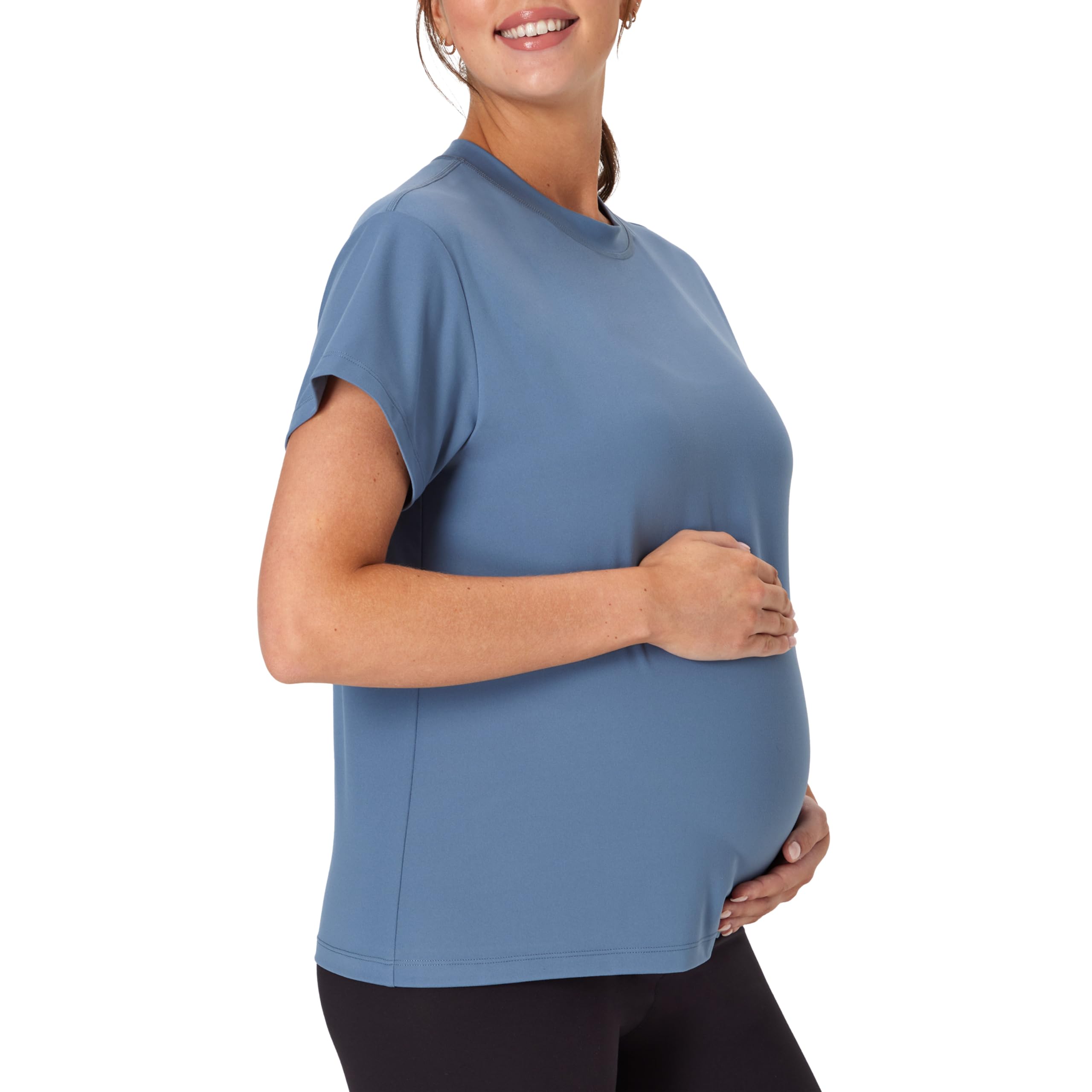 Hanes Damen T-Shirt Stretch & Recover Kurzarm Schwangerschafts-Top Feuchtigkeitstransport Umstandsshirt