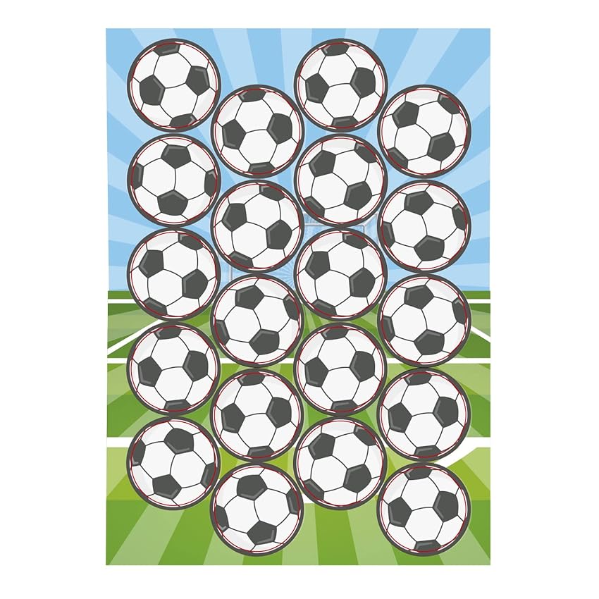 Dekora - Decorazione Commestibile per Torte di Compleanno per Bambini con Raffigurazione Palloni da Calcio - 3,4 cm Multicolore