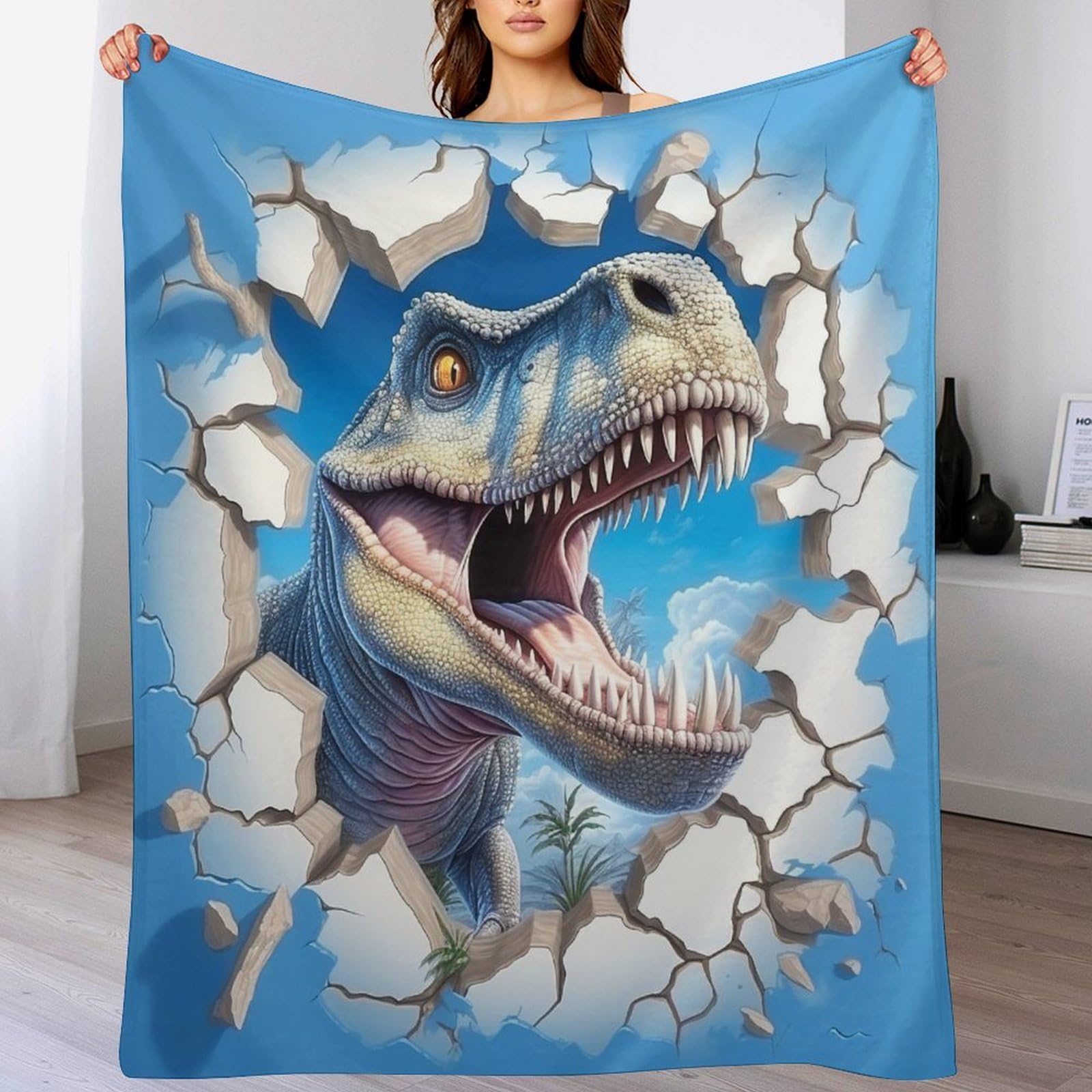Plaid flannel polyester chaud plaid dinosaure facile &agrave; nettoyer