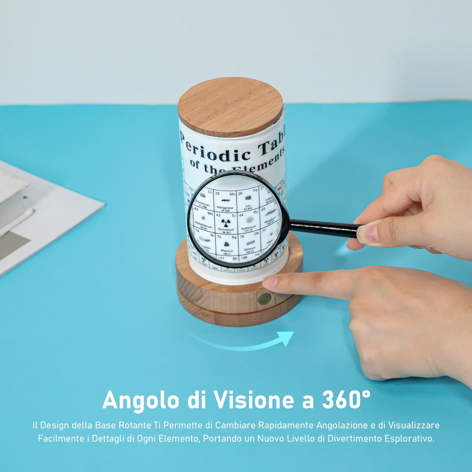 Jeebel Tavola Periodica degli Elementi Reali, Tavola Periodica in Acrilica con LED Supporto, 83 Campioni Chimico di Elementi Veri, Periodic Table per Insegnamento Strumento Regalo Creativo Artigianato
