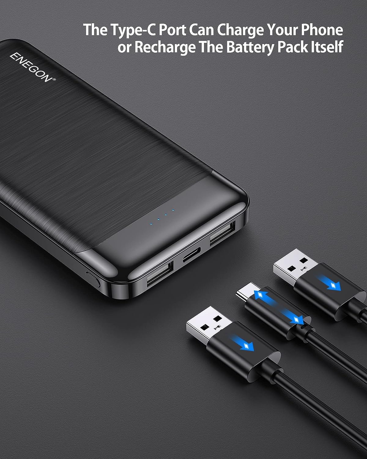 ENEGON Power Bank 10000mAh+Caricabatterie, Batteria Caricatore Portatile con Ricarica Rapida 5V/3A Spina USB-C, 15W Mini Powerbank per Apple iPhone 14/13/12/11, iPad,AirPods Pro, Xiaomi,Huawei,Samsung