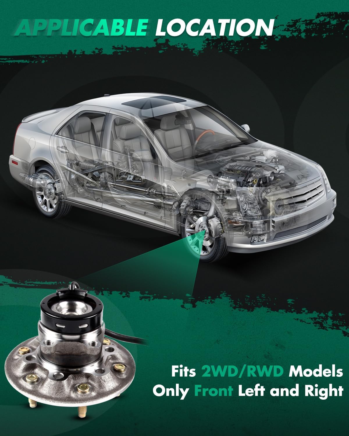 SCITOO 2pc Front Wheel Bearing Hub Assembly 515106 515107 fit for Chevrolet Colorado 2004-2008, for GMC Canyon 2006-2008, for Isuzu I-280 2006, for Isuzu I-290/ I-370 2007-2008 W/ABS 6 Lugs