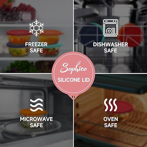 Miniatura 5 de Sophico 2 tapas redondas de silicona para almacenamiento de 2 tazas de repuesto para Anchor Hocking y Pyrex 7200-PC cuencos de vidrio (recipiente no